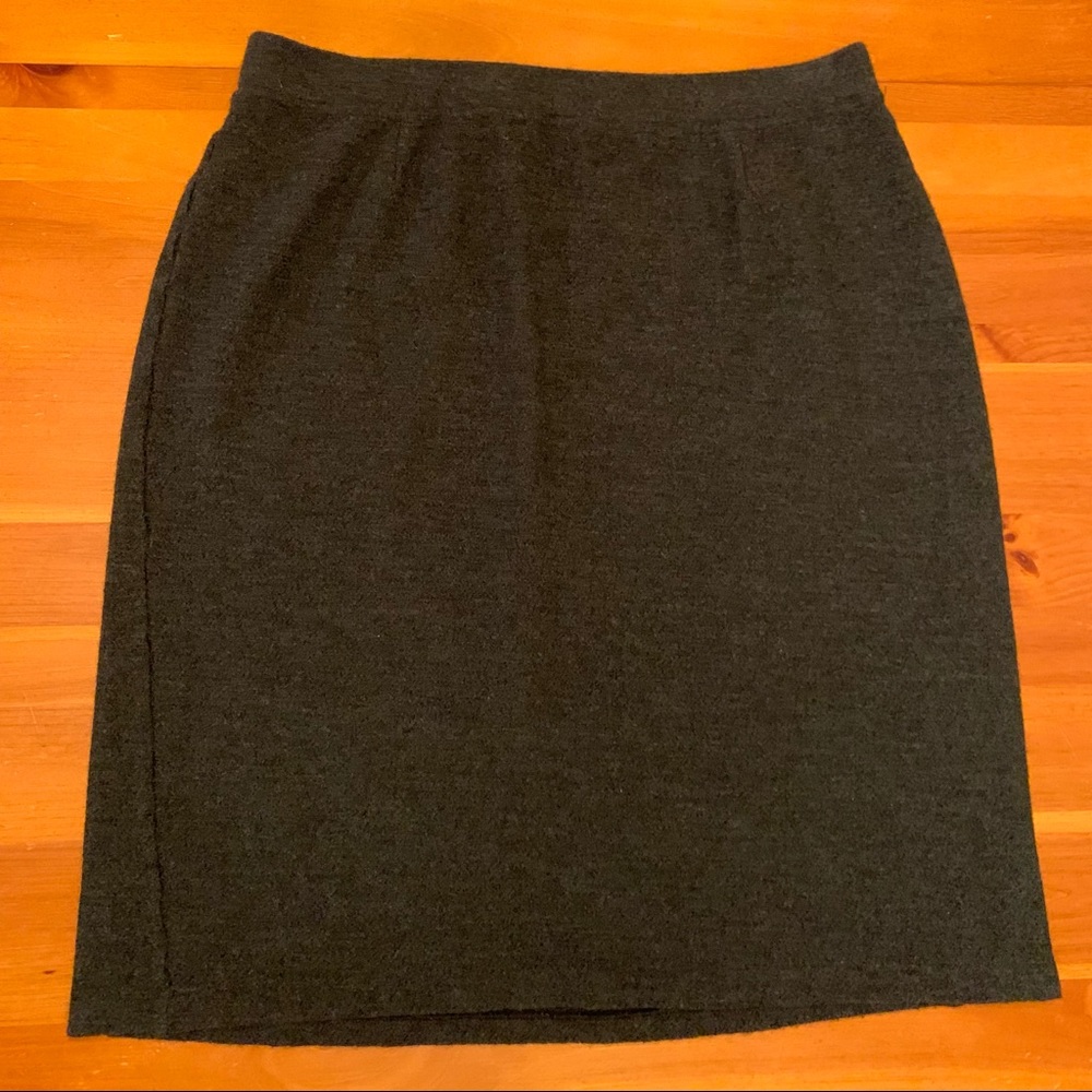 Eileen Fisher like new Charcoal, knee-length 100% wool. Worn once. Made in USA.